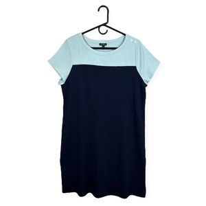 NWT Talbots Womens A-Line Midi Dress Colorblock Navy Blue Cotton Size XL